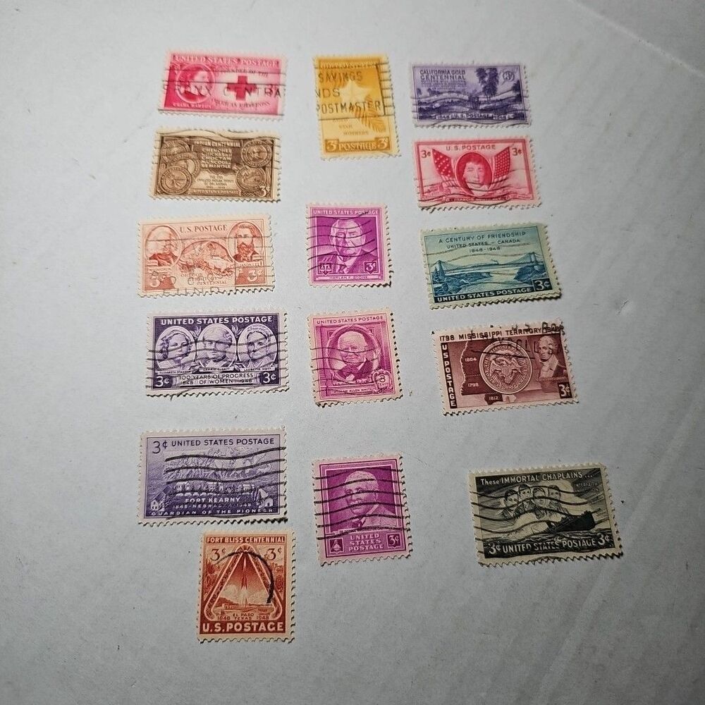 U.S. 1948 Commemorative Year Incomplete Set 15 Stamps SA12-4